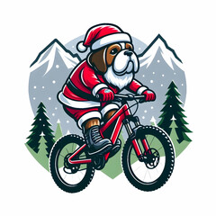 Obraz premium santa riding a bike
