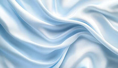 Fototapeta premium Soft Blue Silk Fabric Draped Elegantly, Showcasing Smooth Textures and Subtle Shading, Ideal for Backgrounds, Textile Design, or Fashion Themes