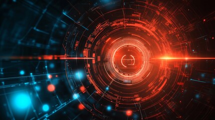 Obraz premium Background featuring abstract digital interface with glowing neon lines, high-tech circuit patterns, and sleek geometric shapes, ideal for modern innovation themes, advanced technology concepts, and 