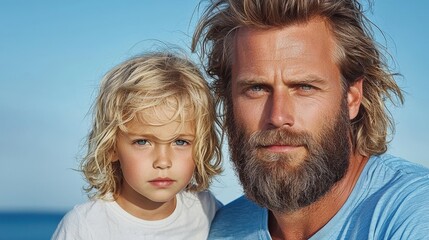 Fototapeta premium Loving Father and Son Portrait Summer Family Bond Care Happiness