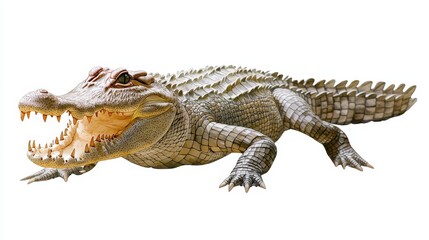 Fototapeta premium Powerful Alligator Watercolor Crocodile Illustration Tropical Reptile Wildlife Art Re