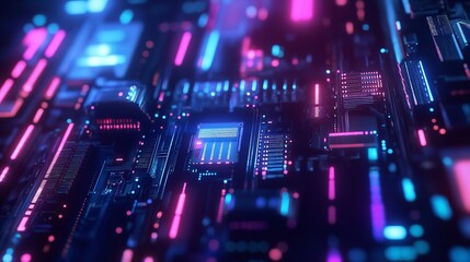 Obraz premium AI Semiconductor on Circuit Tech Background - AI Chip Light
