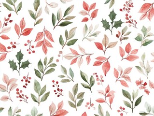 Whimsical Watercolor Christmas Fabric Patterns - Vibrant Holiday Designs Celebrating Creativity | Isolated White Background, Ultra-Detailed Artwork