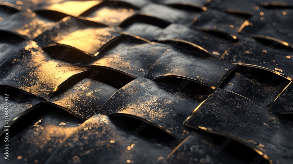 Aufkleber Abstract luxury background intertwined black and gold tiles creating elegant pattern