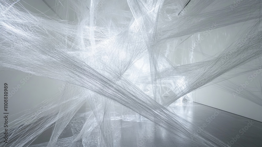 Wall mural white abstract technology background featuring elegant flowing waves with a futuristic minimal desig