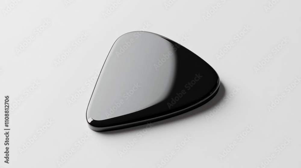 Poster Shiny Black Triangular Object On White Background
