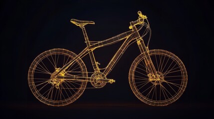 Fototapeta premium Bicycle - Low Poly Wireframe Illustration of Mountain Bike