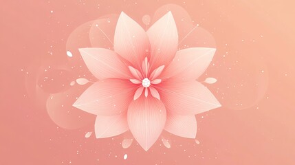 Abstract pink flower with a sparkling jewel in the center on a soft pink background.