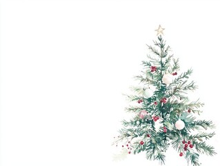 Fototapeta premium Festive Watercolor Holiday Memories Illustration with Intricate Details on Isolated White Background