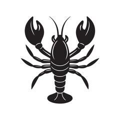 lobster silhouette vector, black and white silhouette, vector and illustration isolated on white background