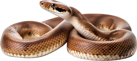 Obraz premium Coiled Brown Snake Reptile Scales Wildlife Closeup Exotic Animal