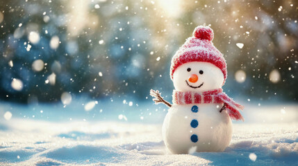 World Snow Day. children play in the snow. snowman. winter season