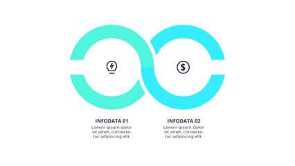 Creative concept for infographic with 2 steps, options, parts or processes. Business data visualization.