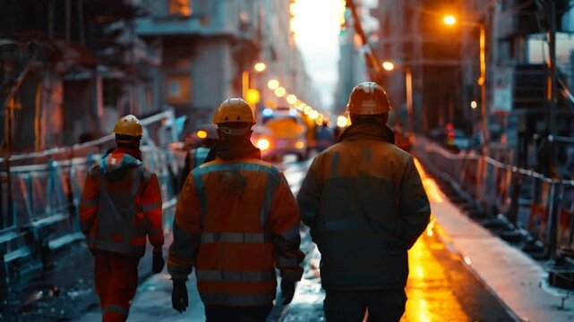 Civil engineers and architects converge at a road construction site, brainstorming innovative solutions for urban development. VDO 4k ProRes