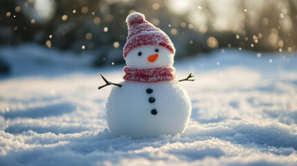 Obraz premium World Snow Day. children play in the snow. snowman. winter season