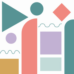 Minimalist Abstract Vector Art with Bold Geometric Shapes and Muted Color Palette
