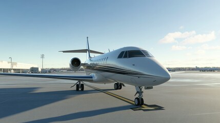 Modern Airplane Parked on Tarmac in Bright Daylight