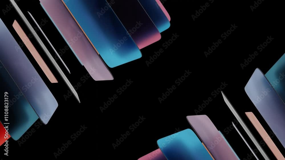 Poster Abstract Overlapping Gradient Rectangles on Black Background