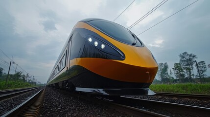 Naklejka premium Close-Up of a Train in Jakarta and Bandung Region