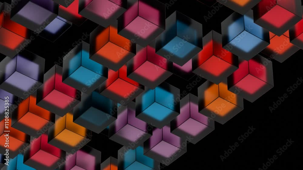 Poster Abstract Colorful Cubes in a Geometric Pattern