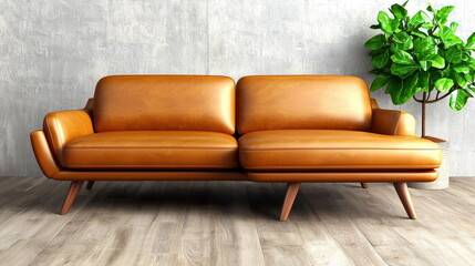 Fototapeta premium Modern Leather Sofa in Living Room