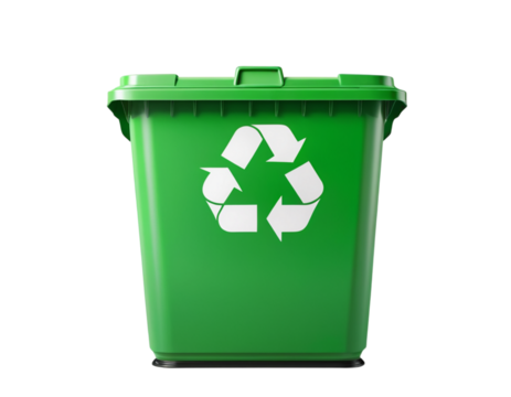 recycle bin with grass