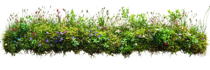 Obraz premium Floral Border with Greenery and Blooms Isolated on transparent background