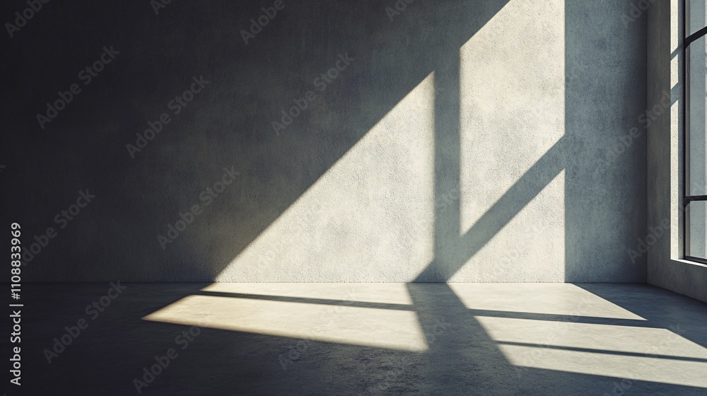 Aufkleber sunlight illuminating empty concrete room with window