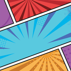 Fototapeta premium Square comic book pop art style background template design