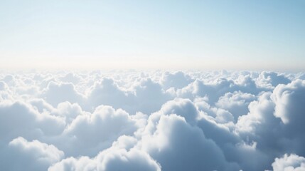Naklejka premium Flying above soft white clouds on sunny day: aerial view