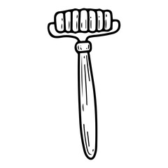 Face roller hand drawn doodle. Beauty tool. Self care. Cosmetic massage. Skin stroking with scrapers. Natural stone. Body health. Vector engraving line art illustration.