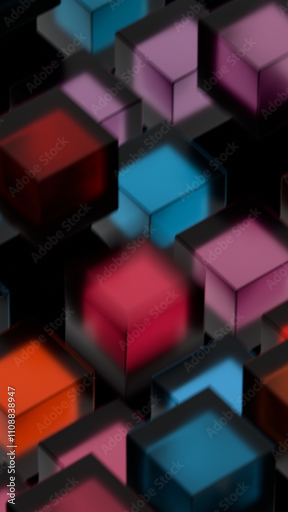 Aufkleber Abstract Colorful Cubes in a Geometric Pattern