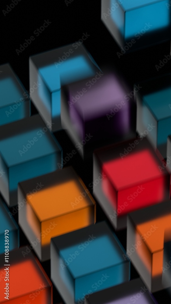 Aufkleber abstract colorful cubes in a geometric pattern