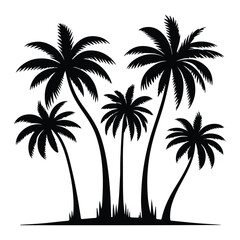 Fototapeta premium Palm Tree Silhouettes, Exotic Nature Vector Illustration