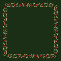 Series of Christmas floral frame and background in retro vintage classical style	
