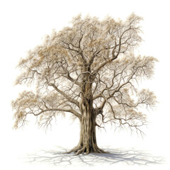 Obraz premium Large, leafless tree isolated on white.