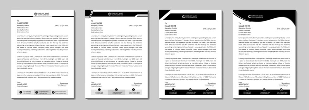 Modern corporate letterhead design in abstract design
