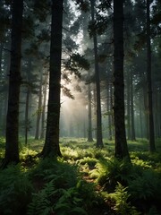 Obraz premium Serene forest landscape.