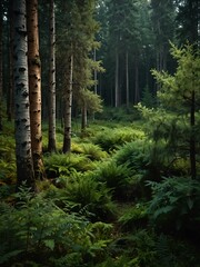 Obraz premium Serene forest landscape.