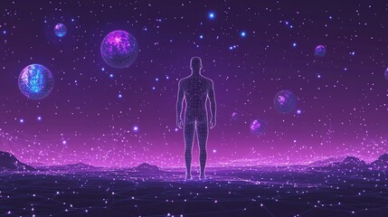 Obraz premium Classic Proportion Man in the Form of a Starry Sky or Space