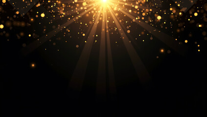 An elegant black and gold Women's Day background featuring geometric patterns and soft light rays radiating from the center for a sophisticated look