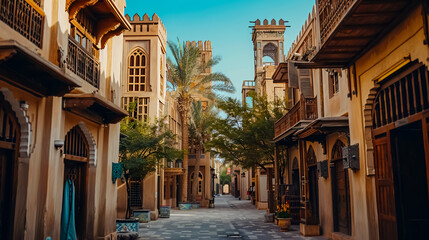 Al Bastakiya Quarter: Explore the cultural heritage of Dubai's Al Bastakiya Quarter with its historic buildings and wind towers.