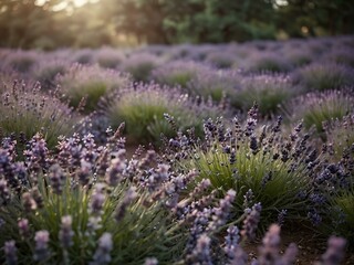 Obraz premium Serene view of lavender flowers in soft hues, creating a dreamy atmosphere.