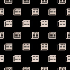 News icon isolated seamless pattern on black background