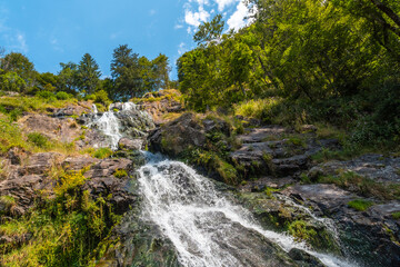 Obraz premium Lots of water in summer at the Todtnau waterfall in the Black Forest in Germany