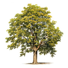 Fototapeta premium Lush green deciduous tree isolated on white. (3)