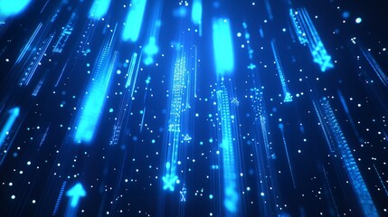 Obraz premium Diagonal Stream of Growth Up Arrows in Blue Futuristic Style