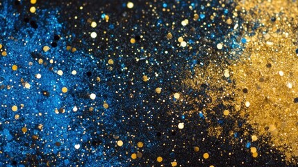 Naklejka premium Vibrant glitter in blue and gold hues creating festive look