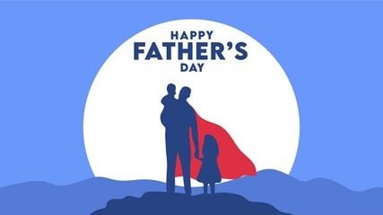 happy father's day with the silhouette of a dashing father