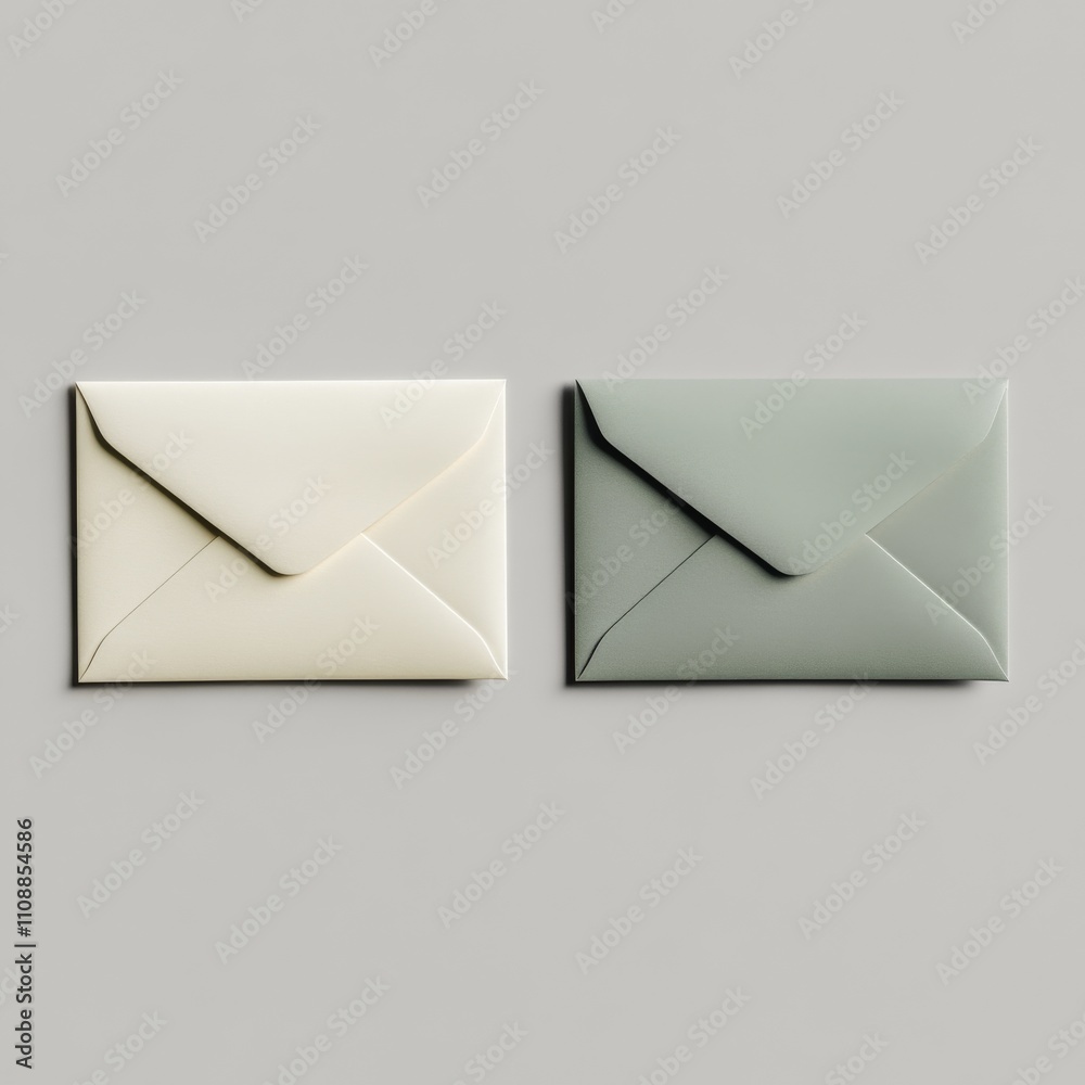Poster modern two envelope on gray background.